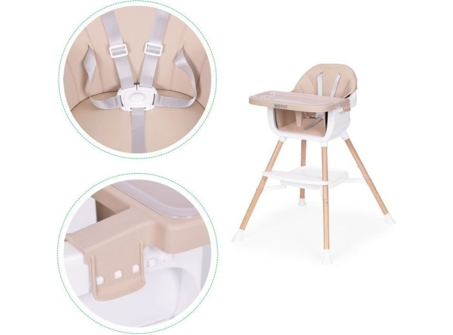ECOTOYS Jedálenská stolička 2v1 Béžová
