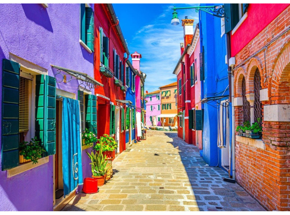 BLUEBIRD Puzzle Farebné domčeky na ostrove Burano 500 dielikov