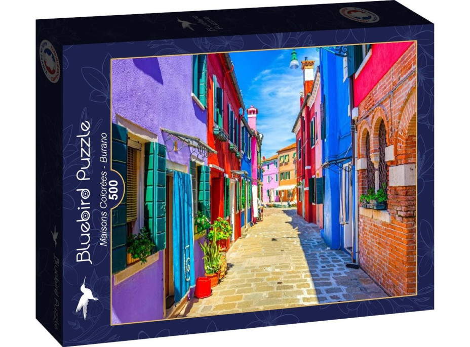 BLUEBIRD Puzzle Farebné domčeky na ostrove Burano 500 dielikov