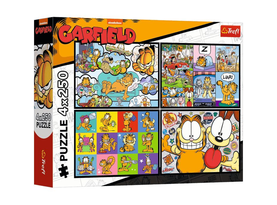 TREFL Puzzle Garfield nemá rád pondelok 4x250 dielikov