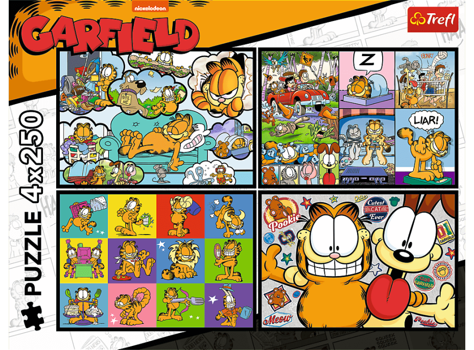 TREFL Puzzle Garfield nemá rád pondelok 4x250 dielikov