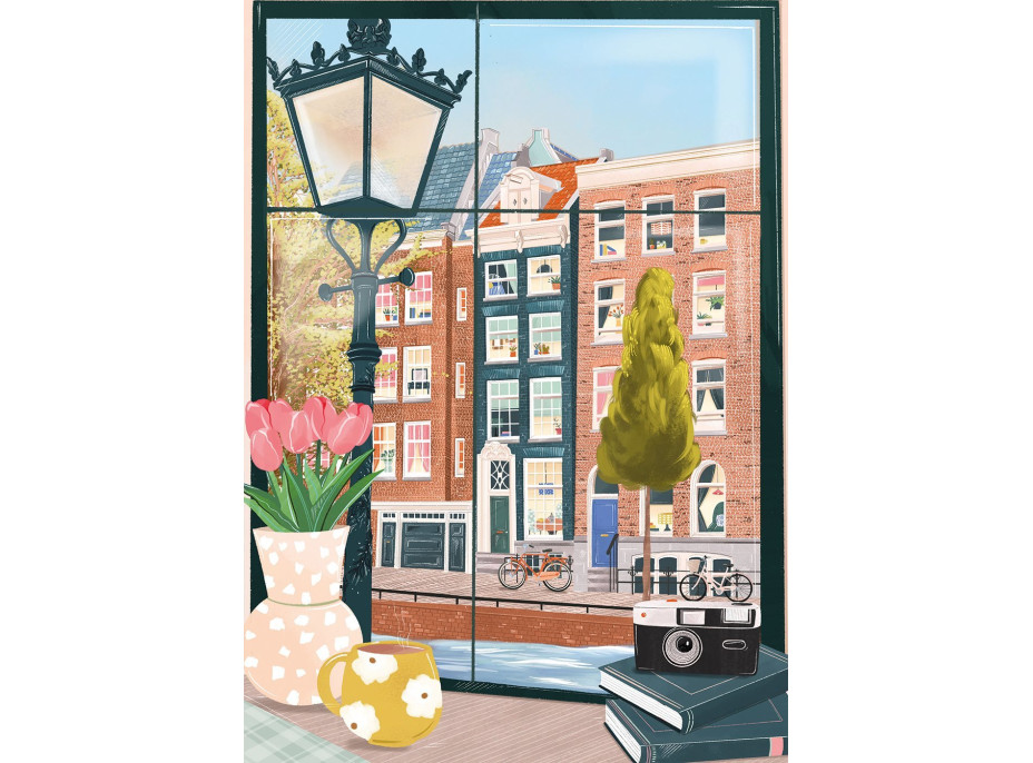 PIECES & PEACE Puzzle Pohľad na Amsterdam z kaviarne 500 dielikov