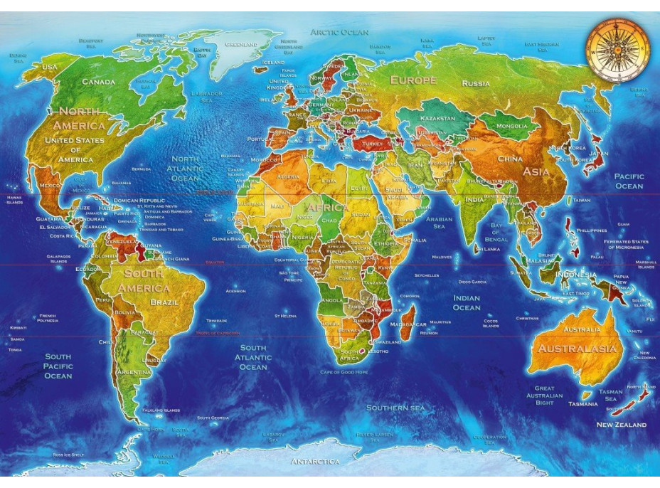 BLUEBIRD Puzzle Politická mapa 1000 dielikov