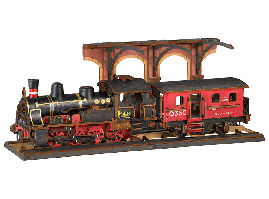 ROBOTIME Rolife 3D drevené puzzle Parná lokomotíva 405 dielikov