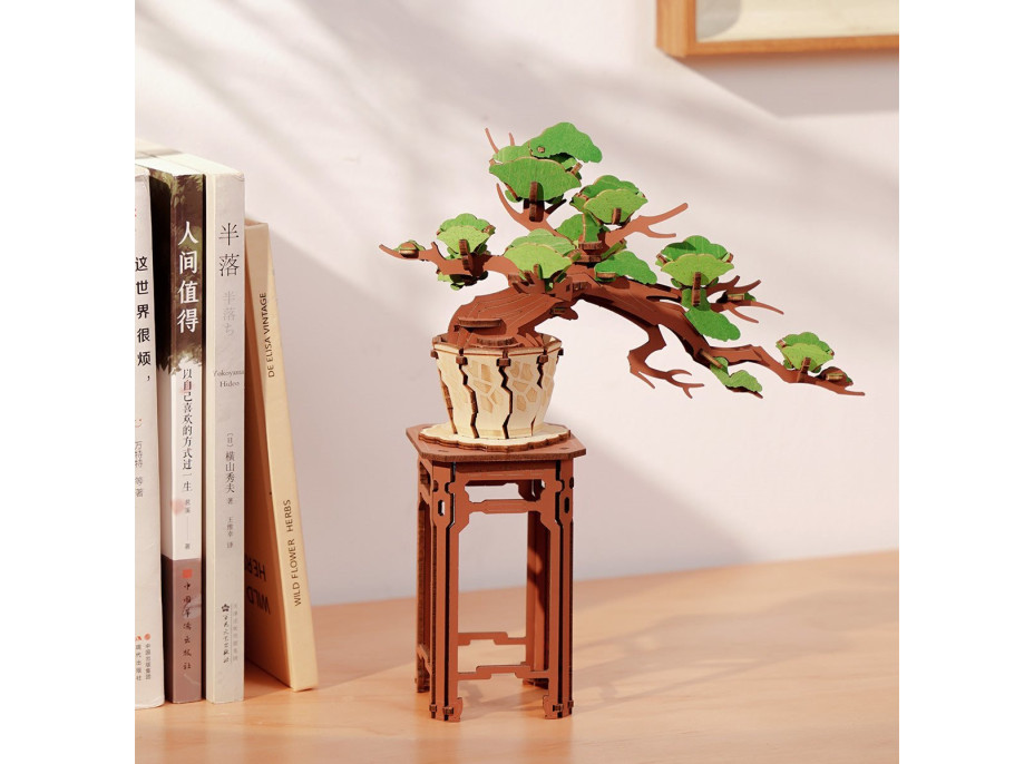 ROBOTIME Rolife DIY 3D drevené puzzle Bonsai z ihličnanu borovice 115 dielikov