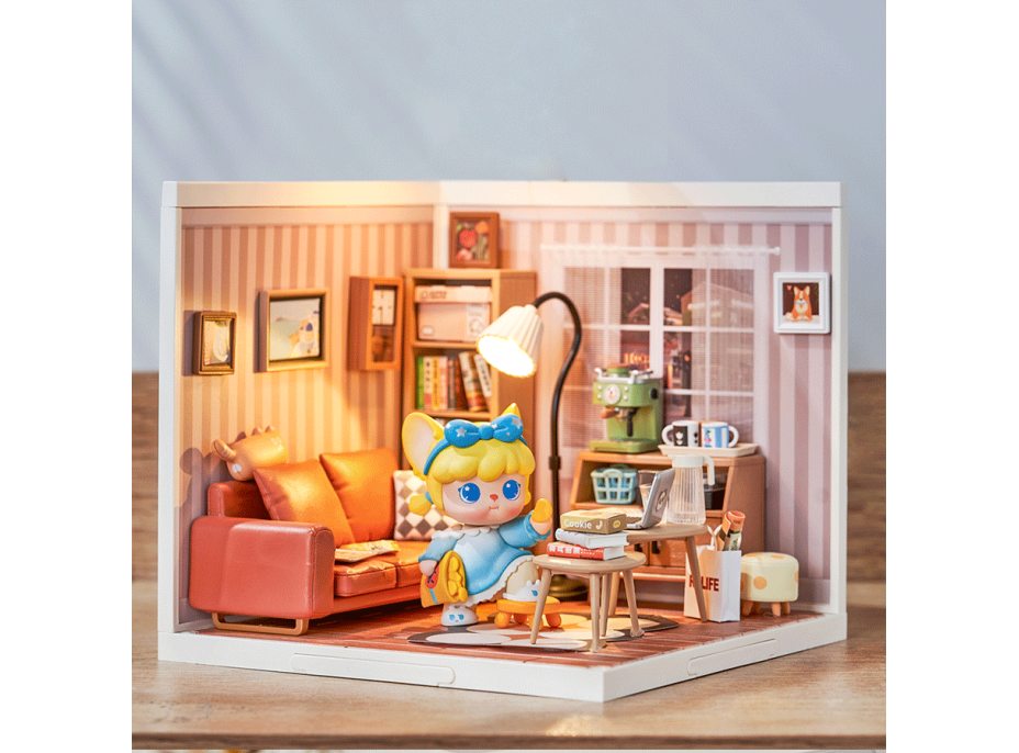 ROBOTIME Rolife DIY House: Obývacia izba s LED osvetlením 114 dielikov