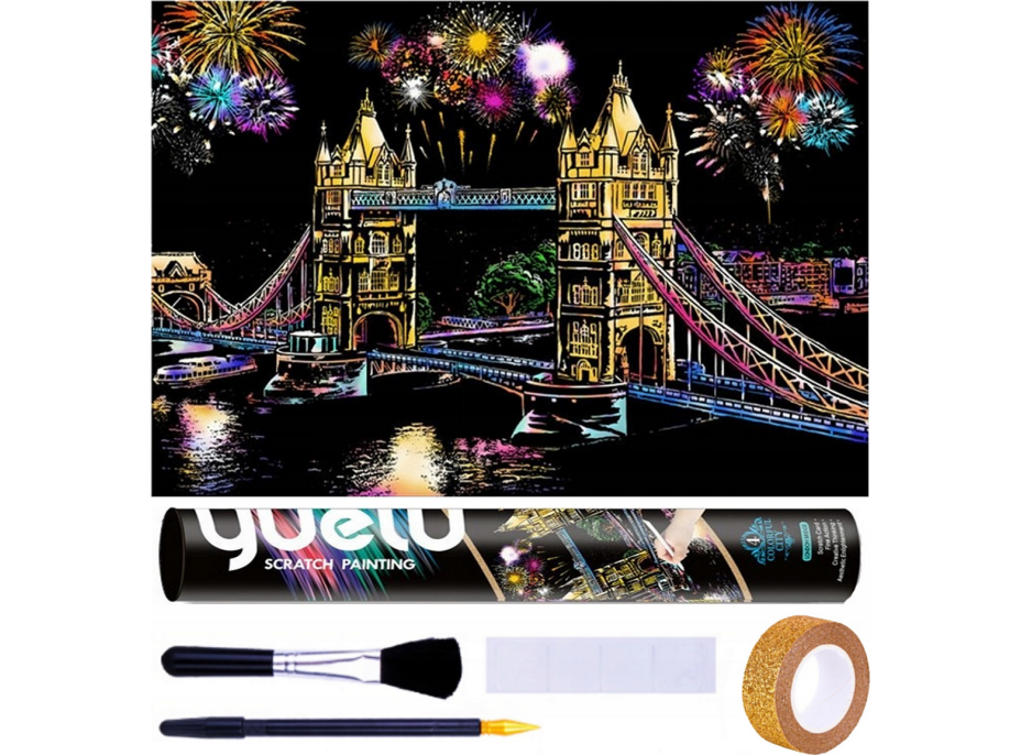 NORIMPEX Škrabací obrázok Londýn Tower Bridge 75x52cm