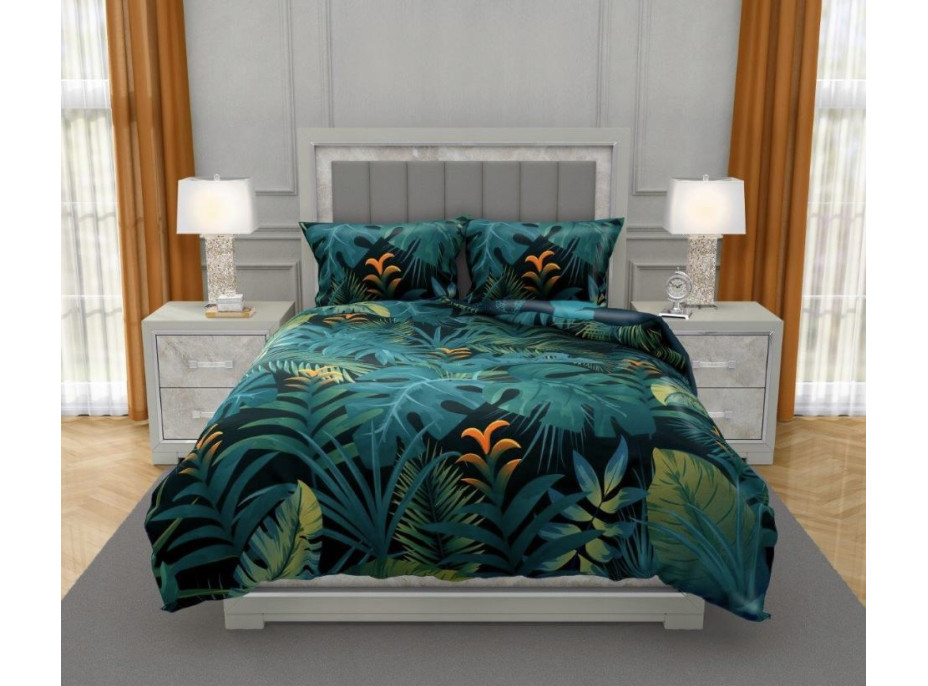 Saténové obliečky NOBILE Jungle - tmavo zelené - 140x200 cm