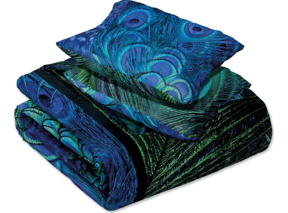 Saténové obliečky NOBILE Peacock - modré/zelené - 160x200 cm