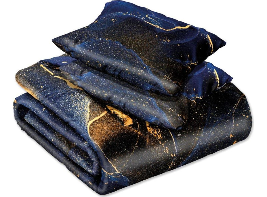 Saténové obliečky NOBILE Marble - tmavo modré - 160x200 cm