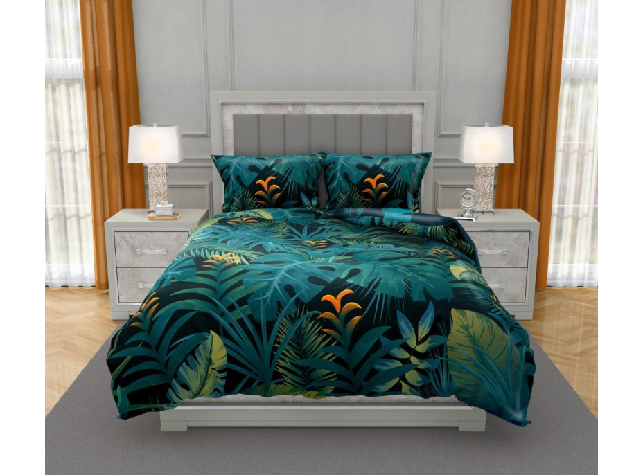 Saténové obliečky NOBILE Jungle - tmavo zelené - 160x200 cm