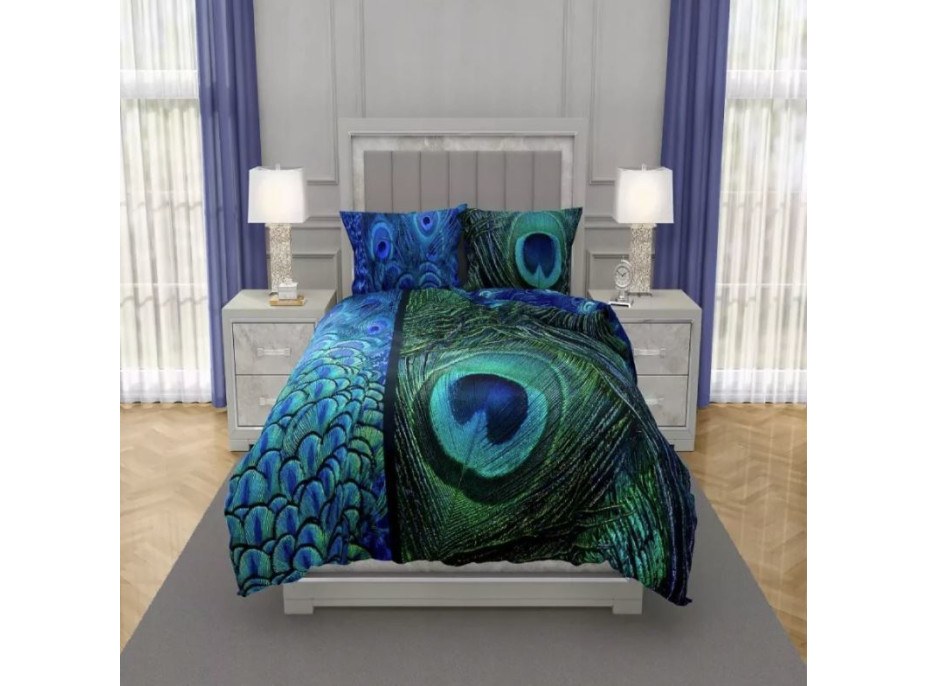 Saténové obliečky NOBILE Peacock - modré/zelené - 140x200 cm