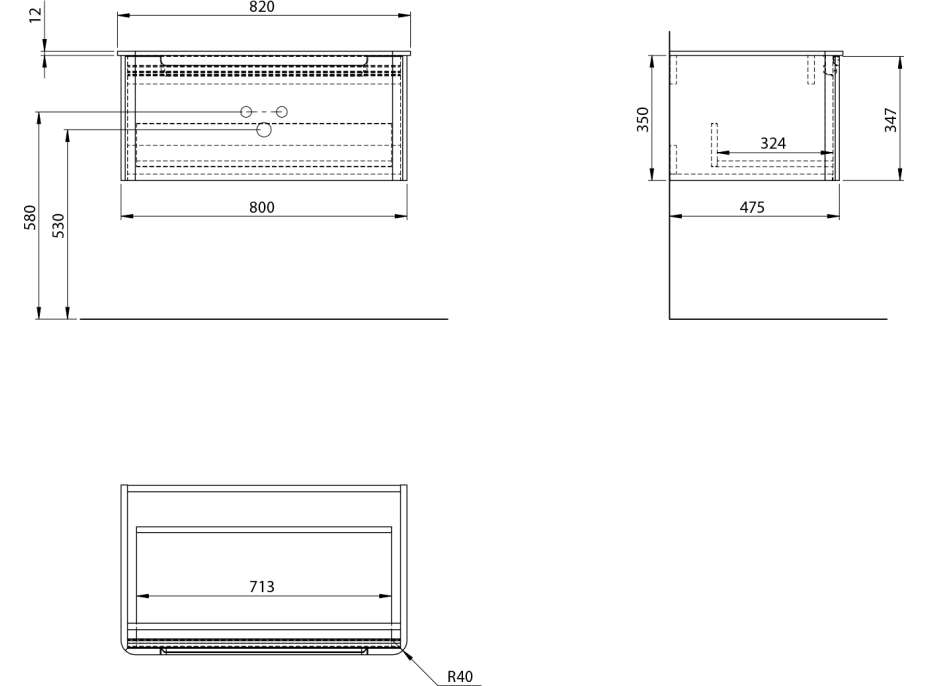 Sapho KERALA umývadlová skrinka 80x35x47, 5cm, 1x zásuvka, agila KR080-4343