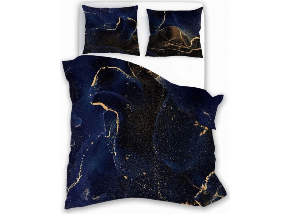 Saténové obliečky NOBILE Marble - tmavo modré - 140x200 cm
