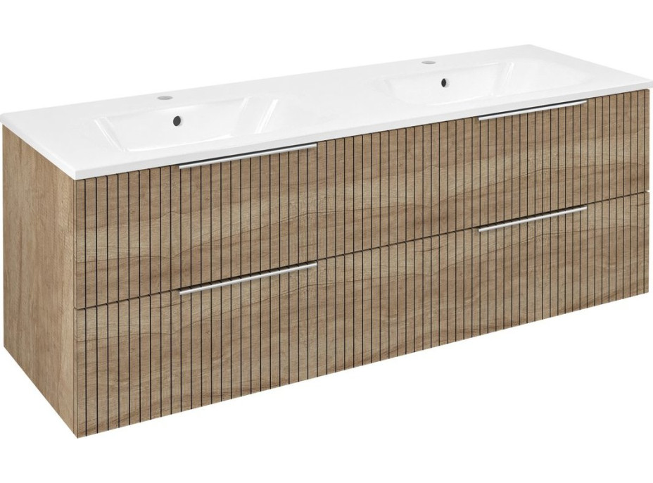 Sapho CIRASA umývadlová skrinka s dvojumývadlom 141x54x46cm, dub alabama strip CR141-2322-21