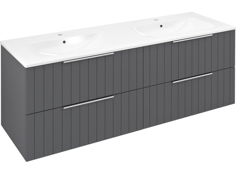 Sapho CIRASA umývadlová skrinka s dvojumývadlom 141x54x46cm, carina strip CR141-4141S-21