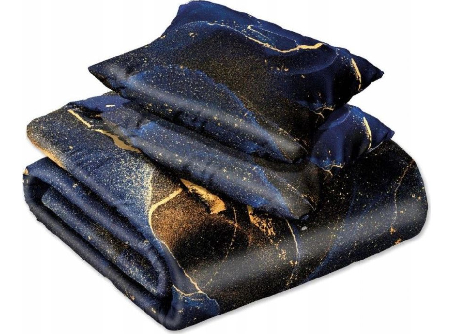 Saténové obliečky NOBILE Marble - tmavo modré - 140x200 cm