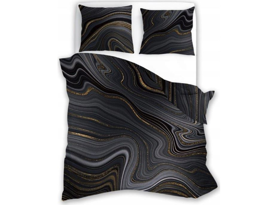 Saténové obliečky NOBILE MIneral - čierne / zlaté - 140x200 cm