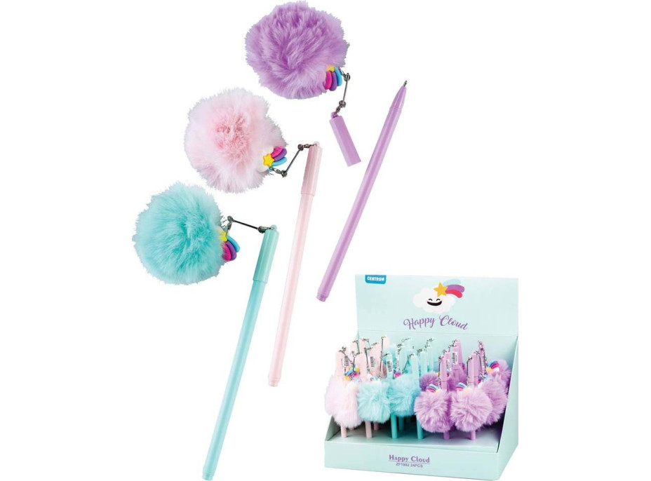 Guľôčkové pero RAINBOW POMPOM | 24 ks