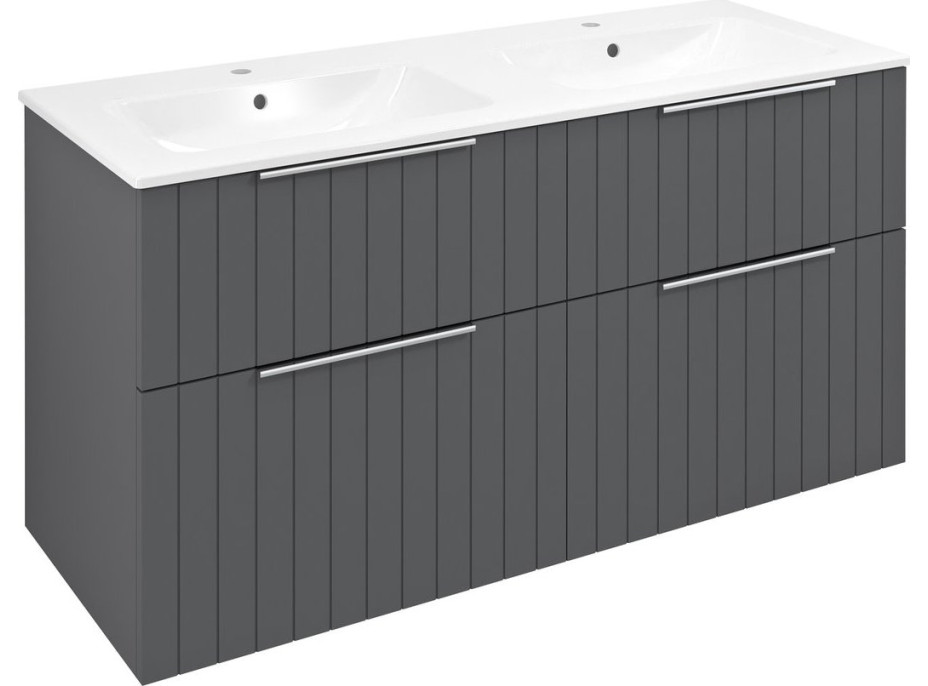 Sapho CIRASA umývadlová skrinka s dvojumývadlom 121x66x46cm, carina strip CR121-4141S-21