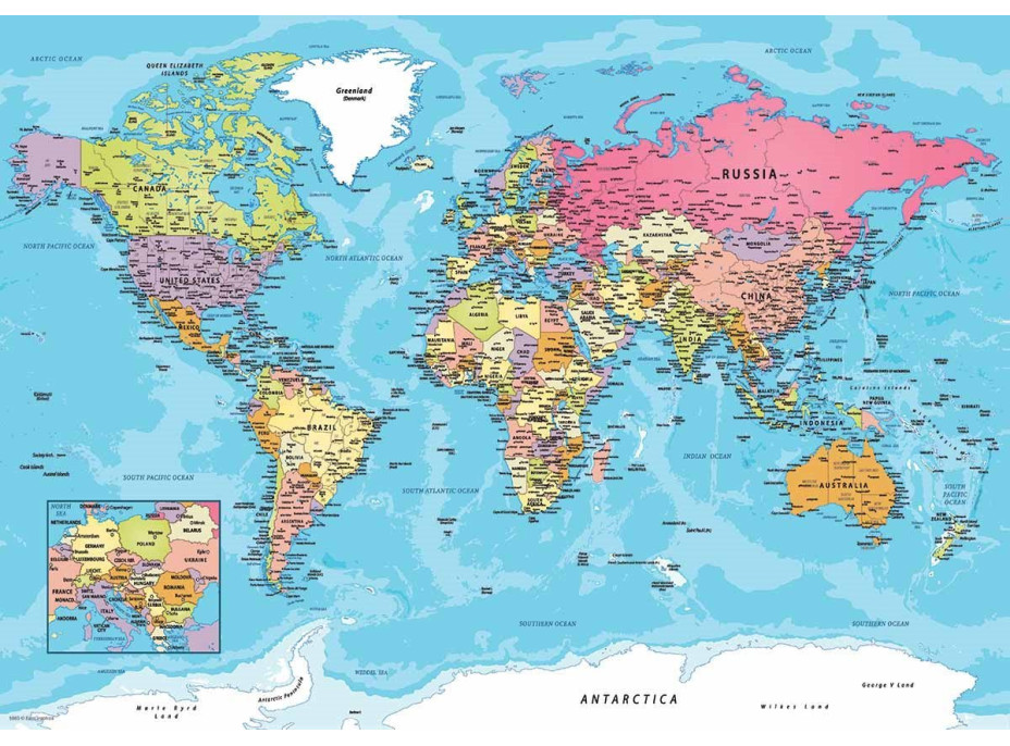 EUROGRAPHICS Puzzle v plechovej krabičke Mapa sveta 550 dielikov