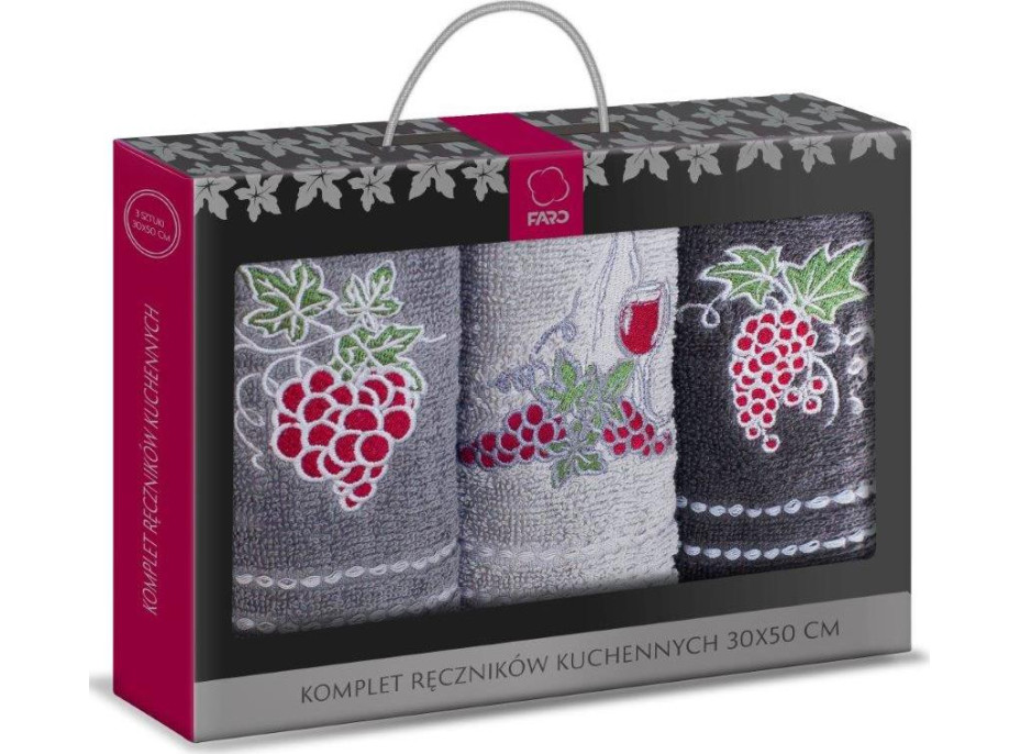Sada kuchynských uterákov 30x50 cm (3 kusy) - HROZNY