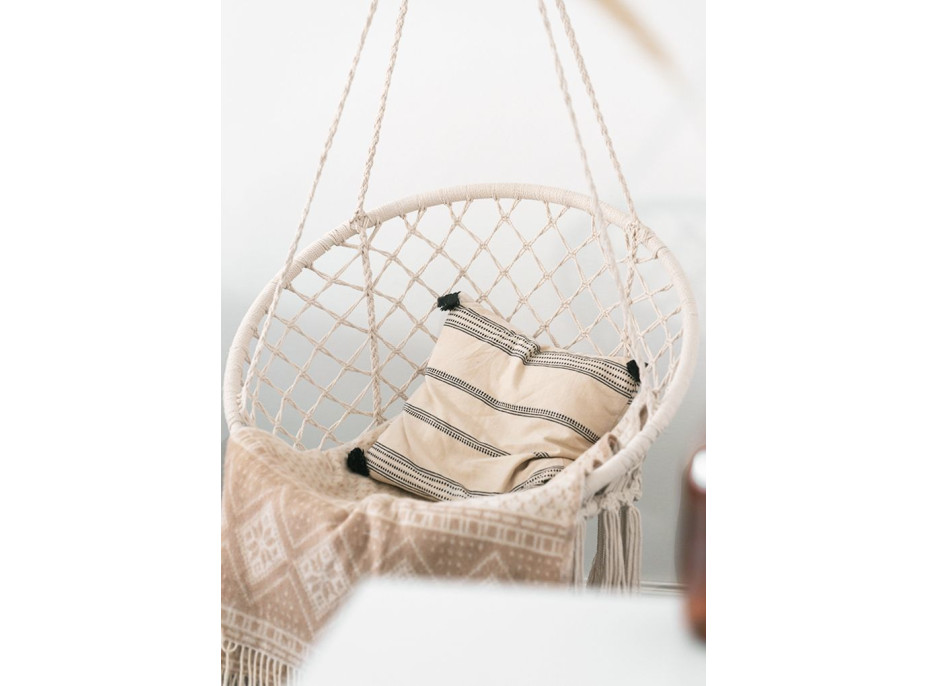 Závesné hojdacie BOHO kreslo - ecru