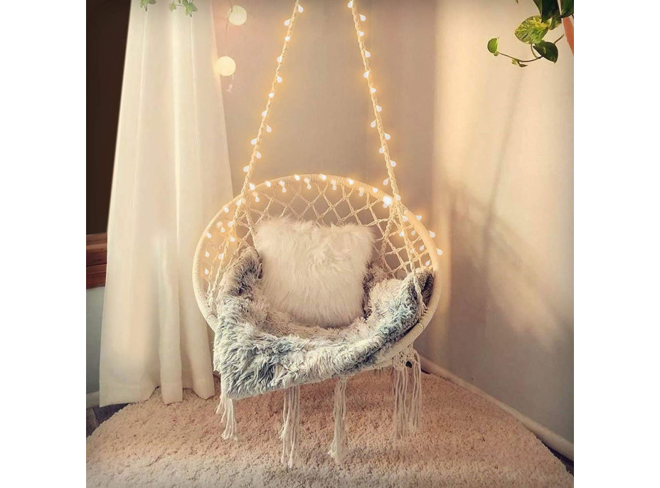 Závesné hojdacie BOHO kreslo - ecru