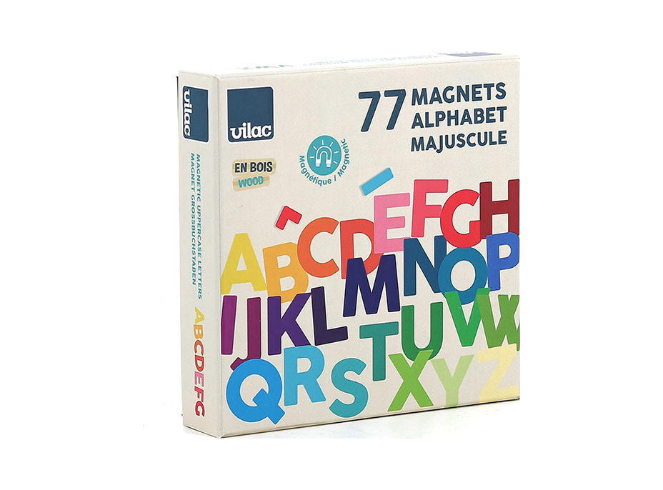 Vilac Drevená magnetická abeceda Veľké písmená 77 ks