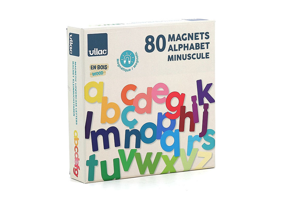 Vilac Drevená magnetická abeceda Malé písmená 80 ks