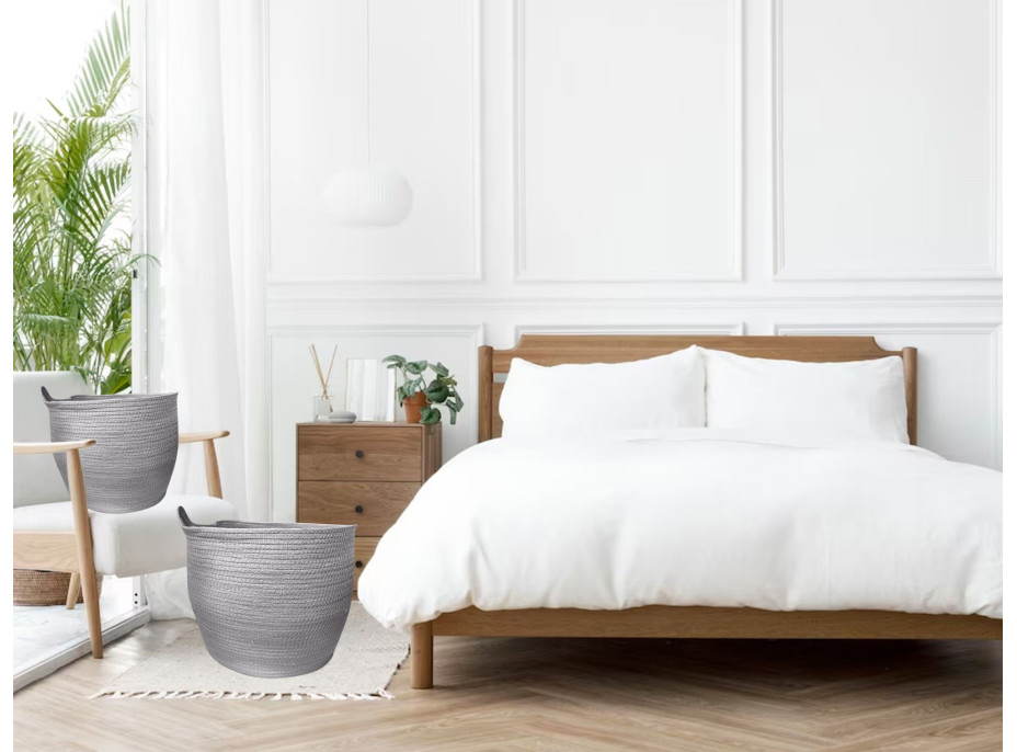Sada BOHO košov z morskej trávy - 3 kusy - šedá