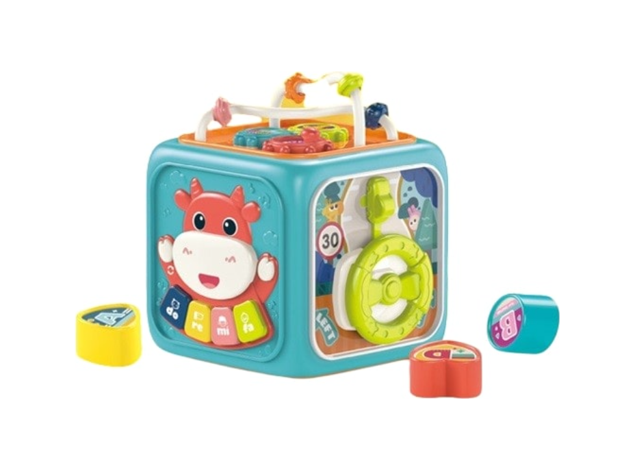 CHIPOLINO Motorická kocka 6v1 Animals Blue