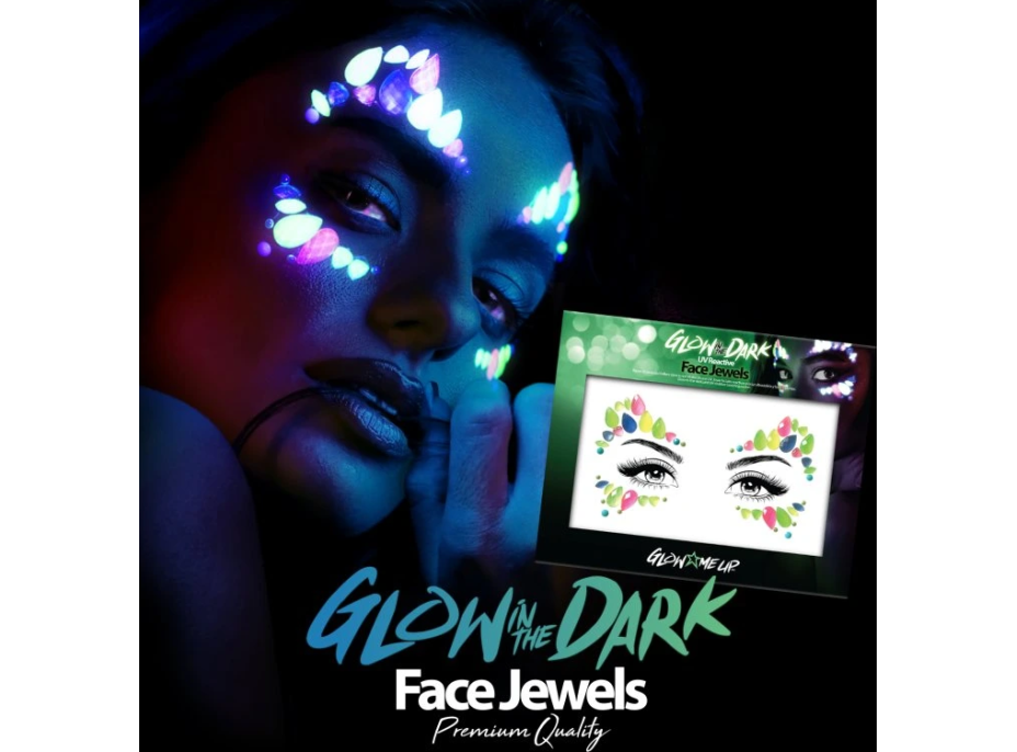 PAINTGLOW Samolepiace kamienky na tvár Mačacie oči - UV, svietiace v tme