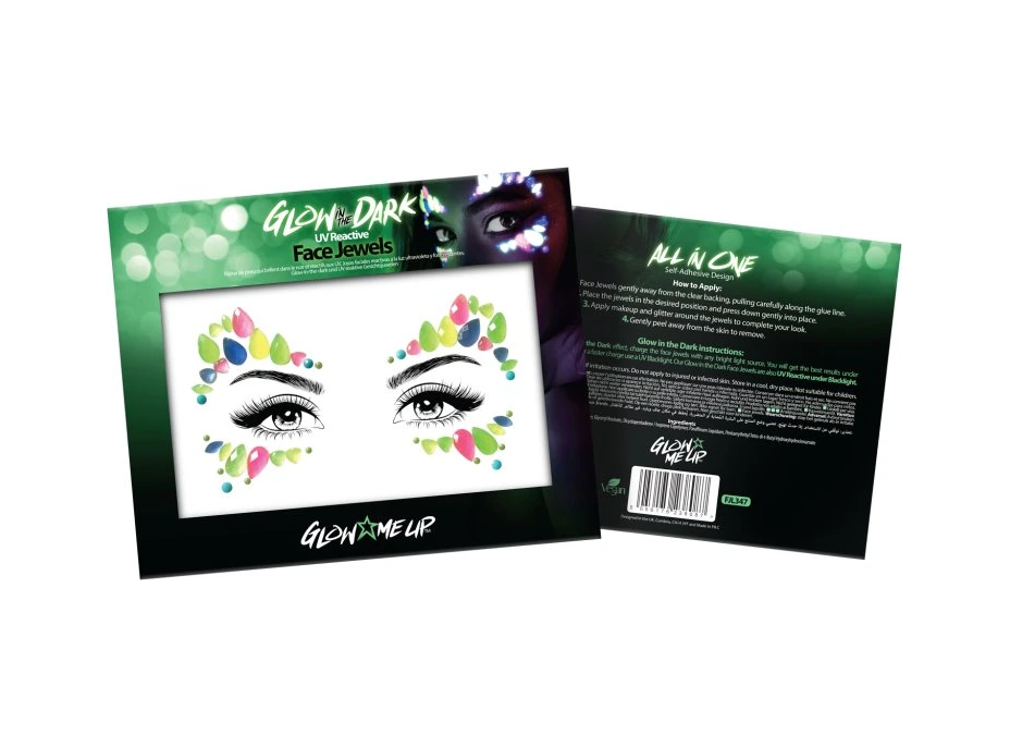 PAINTGLOW Samolepiace kamienky na tvár Mačacie oči - UV, svietiace v tme
