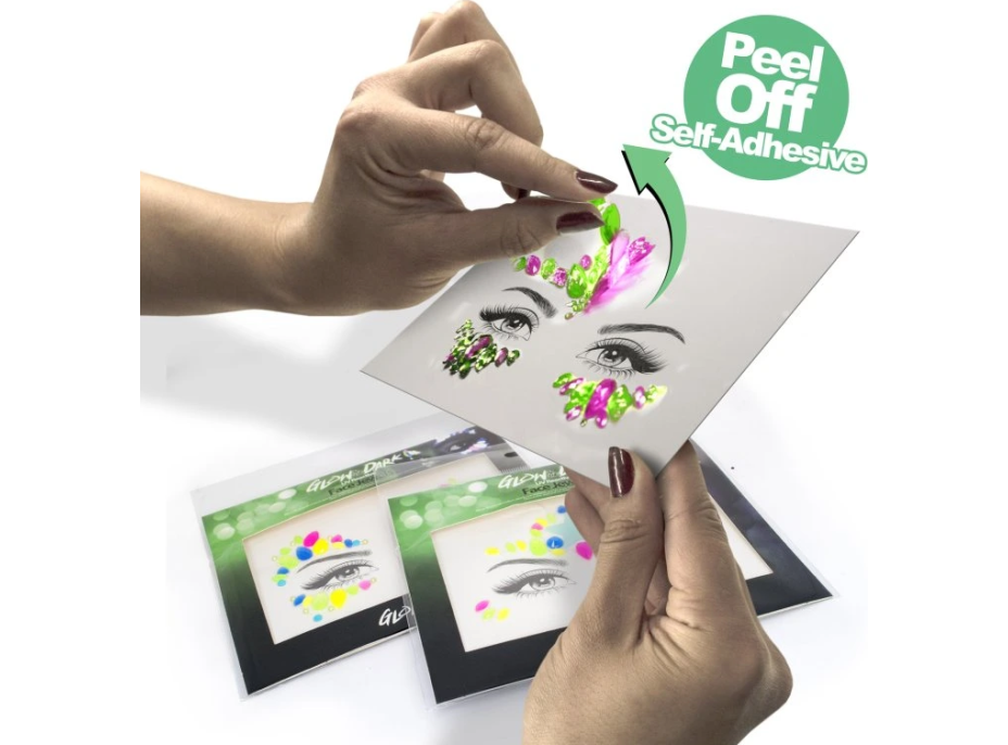 PAINTGLOW Samolepiace kamienky na tvár Mačacie oči - UV, svietiace v tme