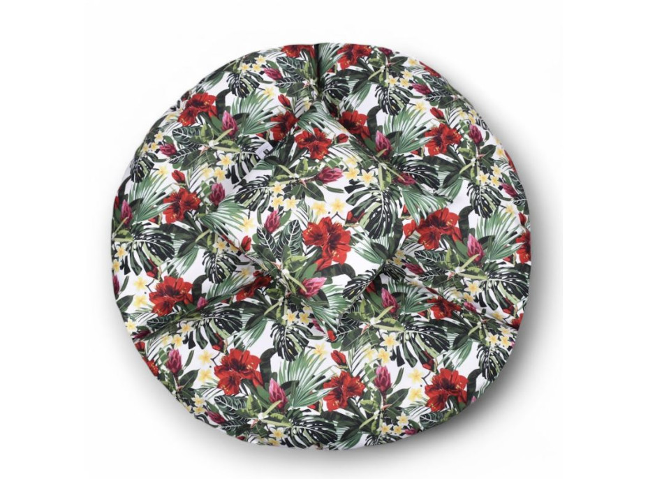 Vodeodolný sedací MAXI vankúš 100x15 cm do závesného kresla - červené kvety / sivý