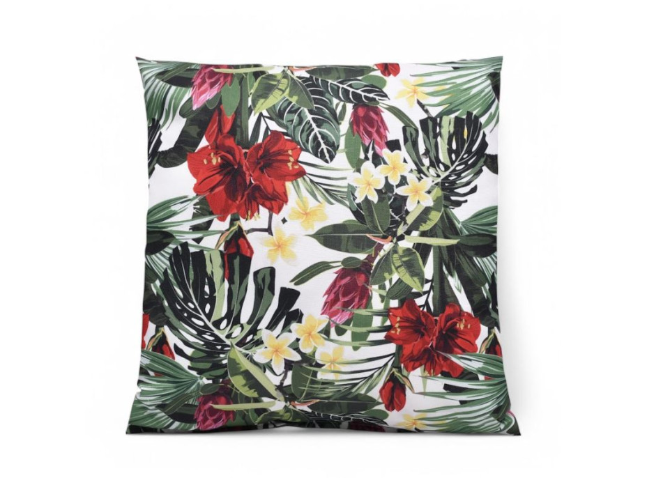 Vodeodolný sedací MAXI vankúš 100x15 cm do závesného kresla - červené kvety / sivý