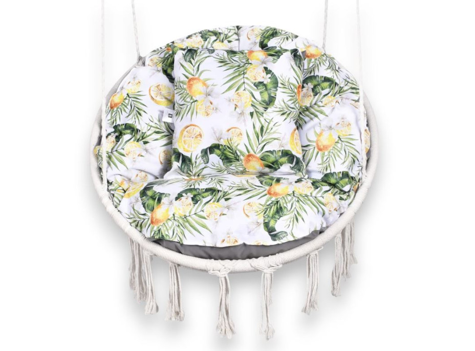 Vodeodolný sedací MAXI vankúš 100x15 cm do závesného kresla - citróny/sivý