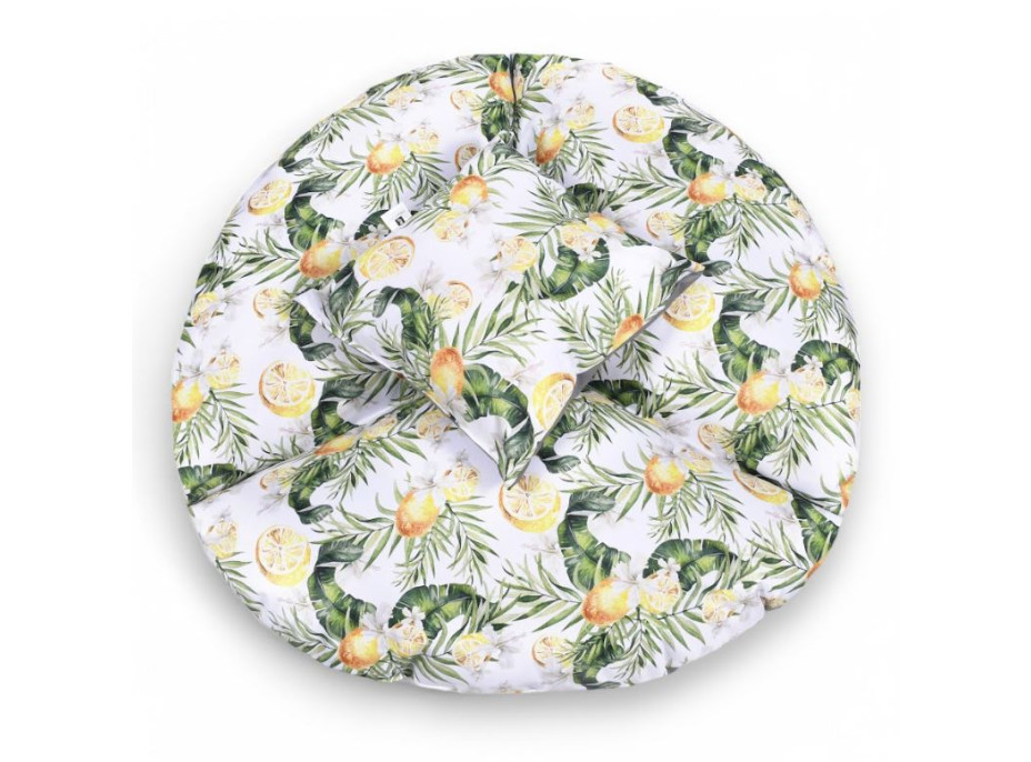 Vodeodolný sedací MAXI vankúš 100x15 cm do závesného kresla - citróny/sivý