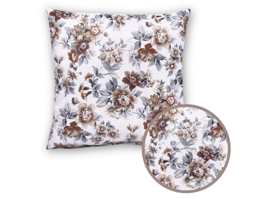 Vodeodolný sedací MAXI vankúš 100x15 cm do závesného kresla - hnedé kvety / hnedý