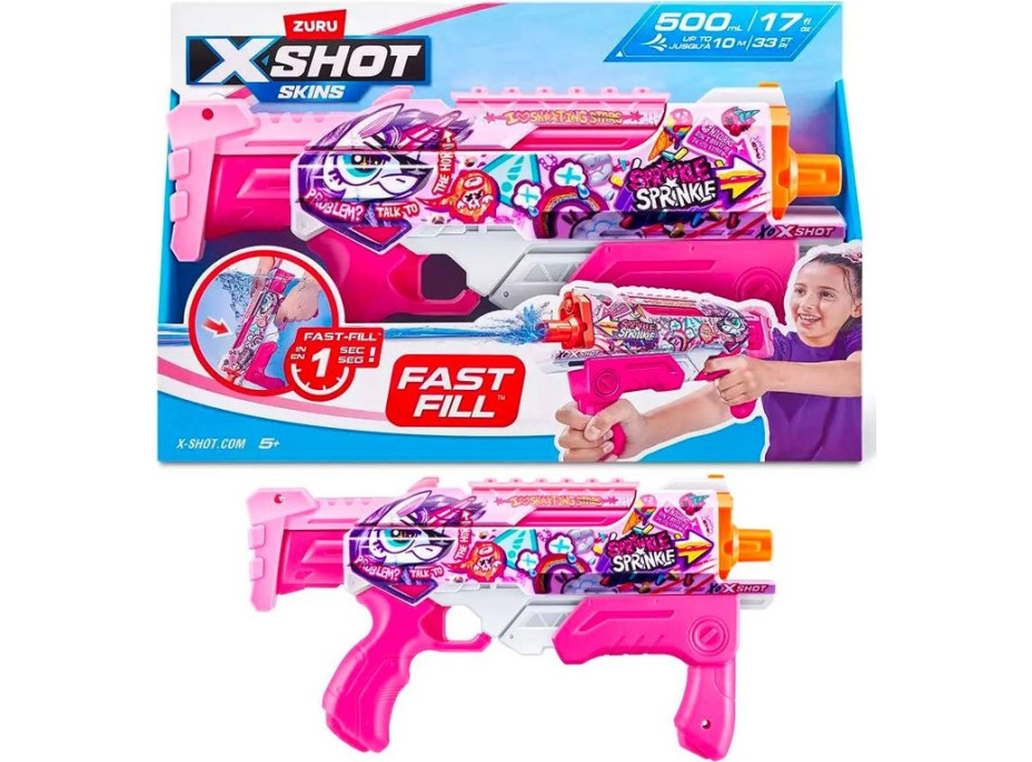 ZÚRU Vodná pištoľ X-Shot Skins Fast Fill ružová