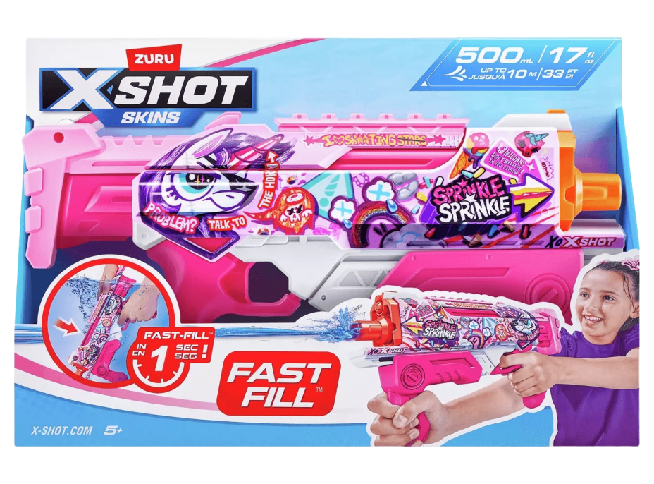 ZÚRU Vodná pištoľ X-Shot Skins Fast Fill ružová