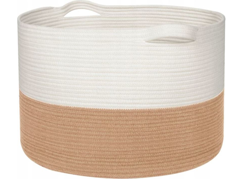 Bavlnený kôš BOHO - 55 cm - prírodný/biely