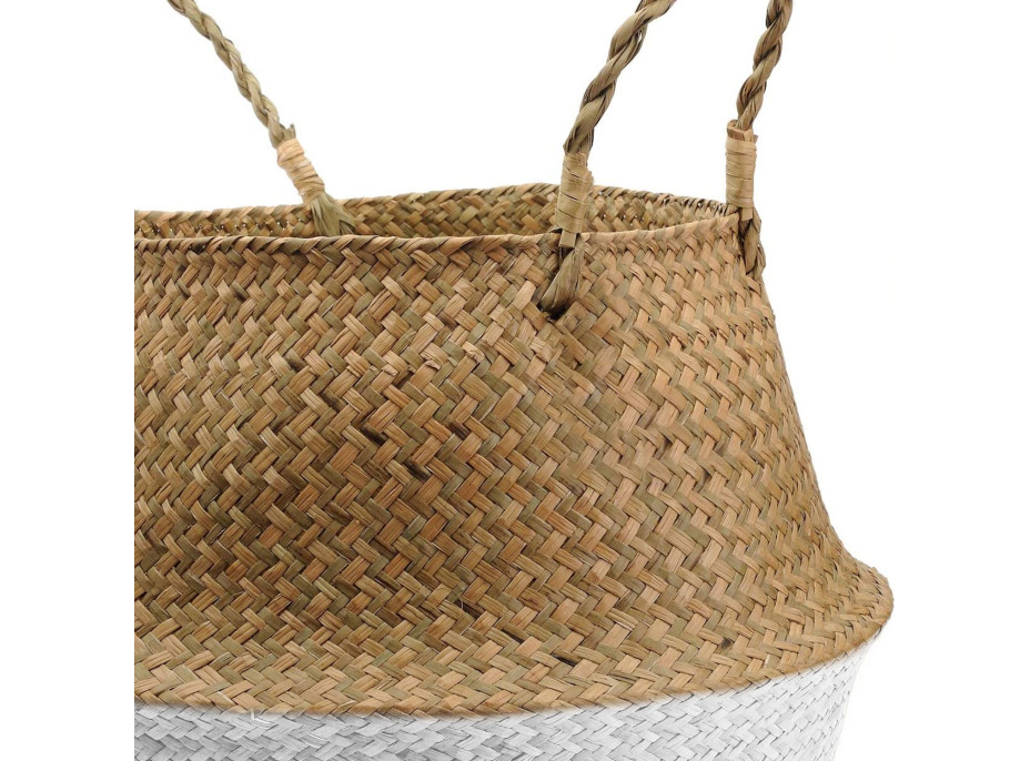 BOHO kôš z morskej trávy - 32x28 cm - prírodný/biely