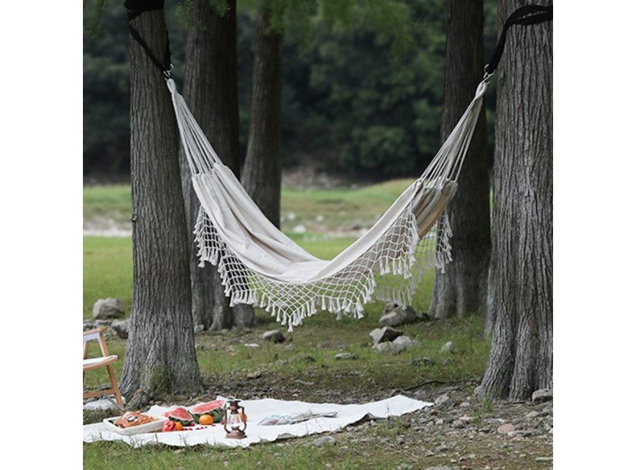 Pletená hojdacia sieť BOHO - ecru