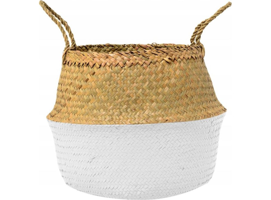 BOHO kôš z morskej trávy - 32x28 cm - prírodný/biely