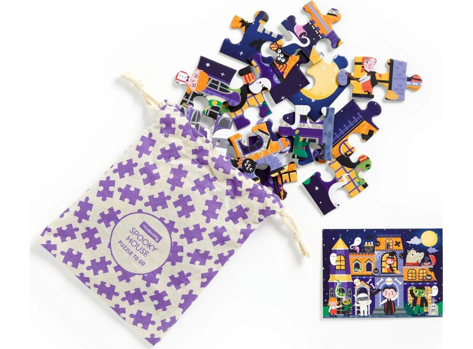 Mudpuppy Puzzle Strašidelný dom v látkovom vrecku 36 dielikov