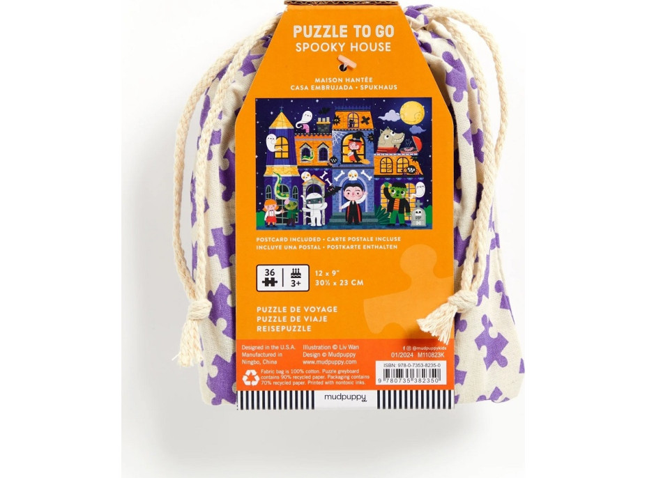 Mudpuppy Puzzle Strašidelný dom v látkovom vrecku 36 dielikov