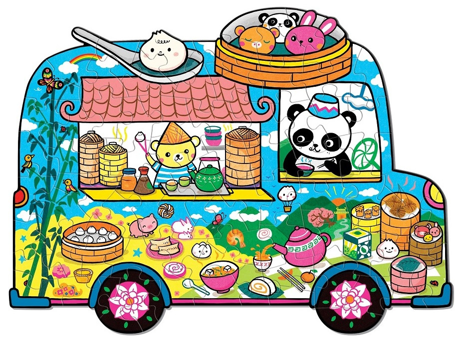 Mudpuppy Puzzle v tvare minibusu s občerstvením