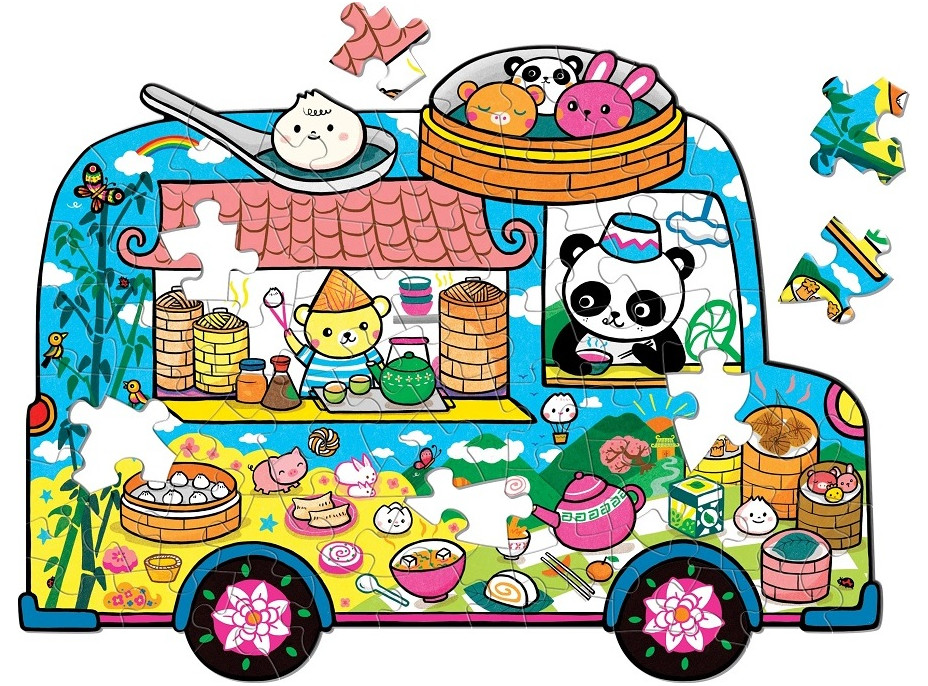 Mudpuppy Puzzle v tvare minibusu s občerstvením